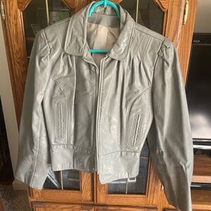 Vintage ladies small (custom) gray leather jacket